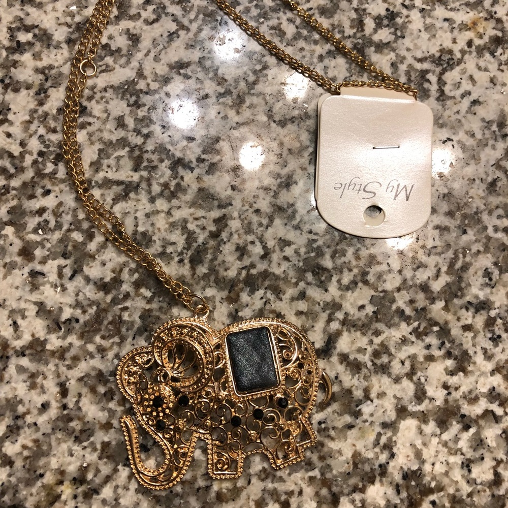 Gold Filigree Elephant Necklace